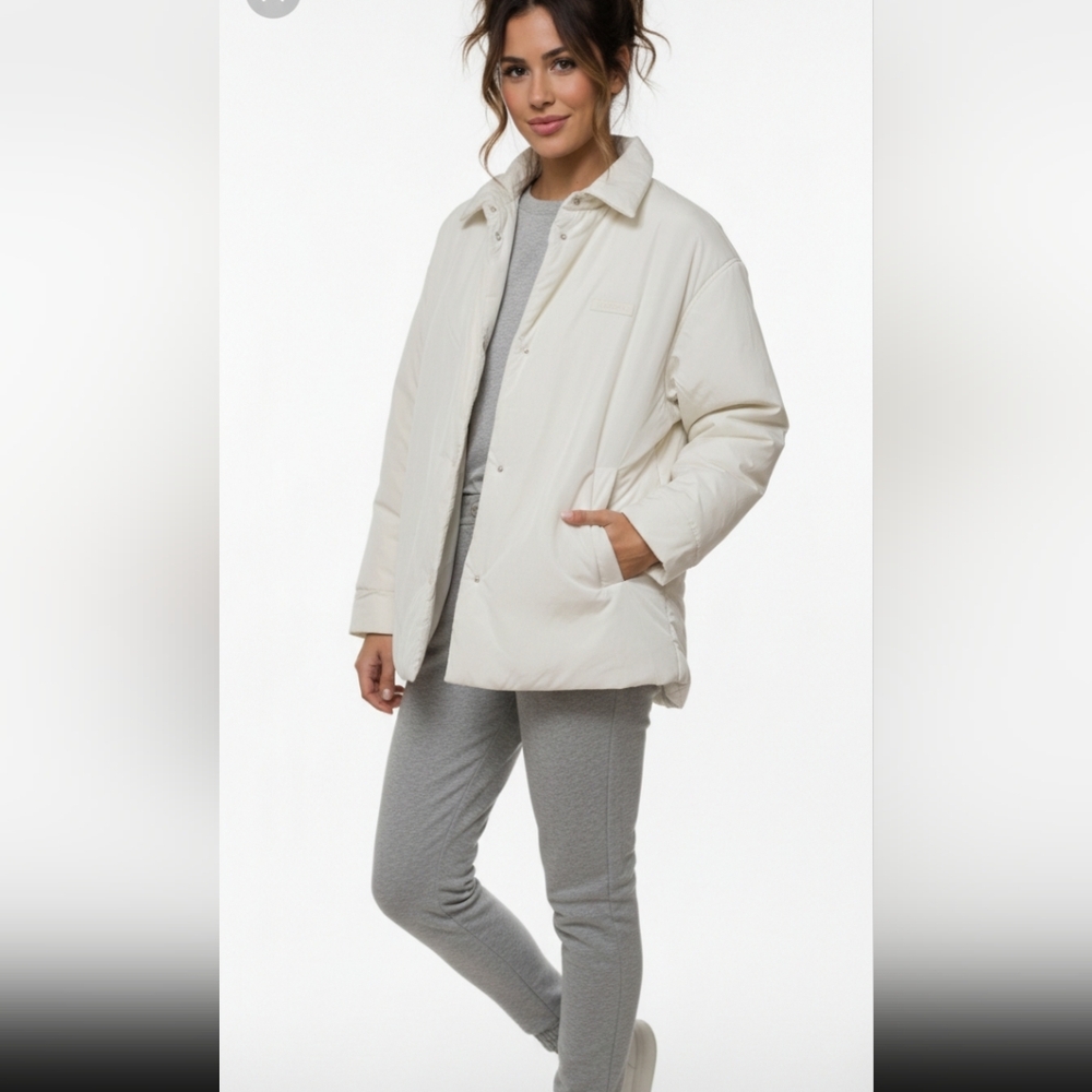 Nwt CARBON38 Bandier Classic Coaches Jacket Oversized Coat Off White Plus Size